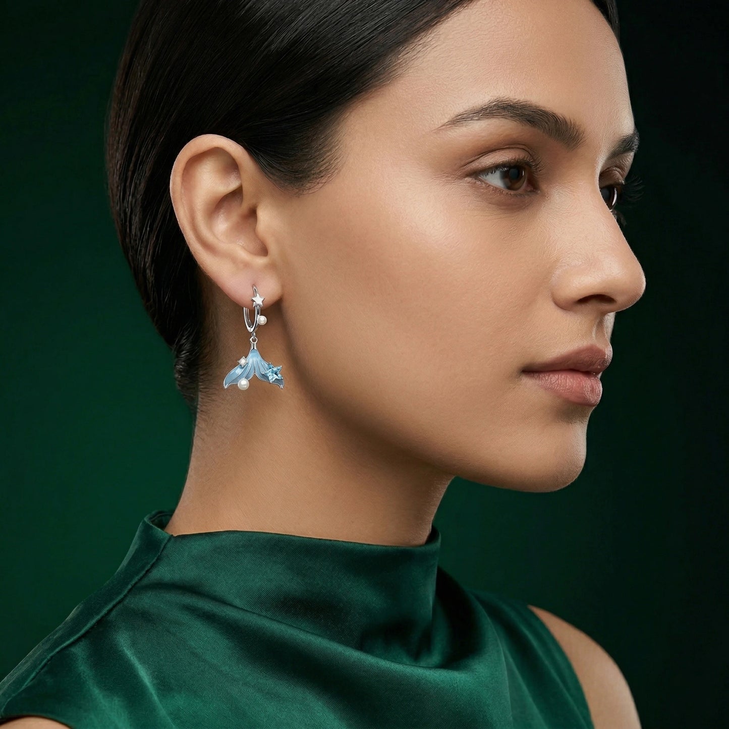 Ocean Tail Star Pearl Drop Earrings image 1