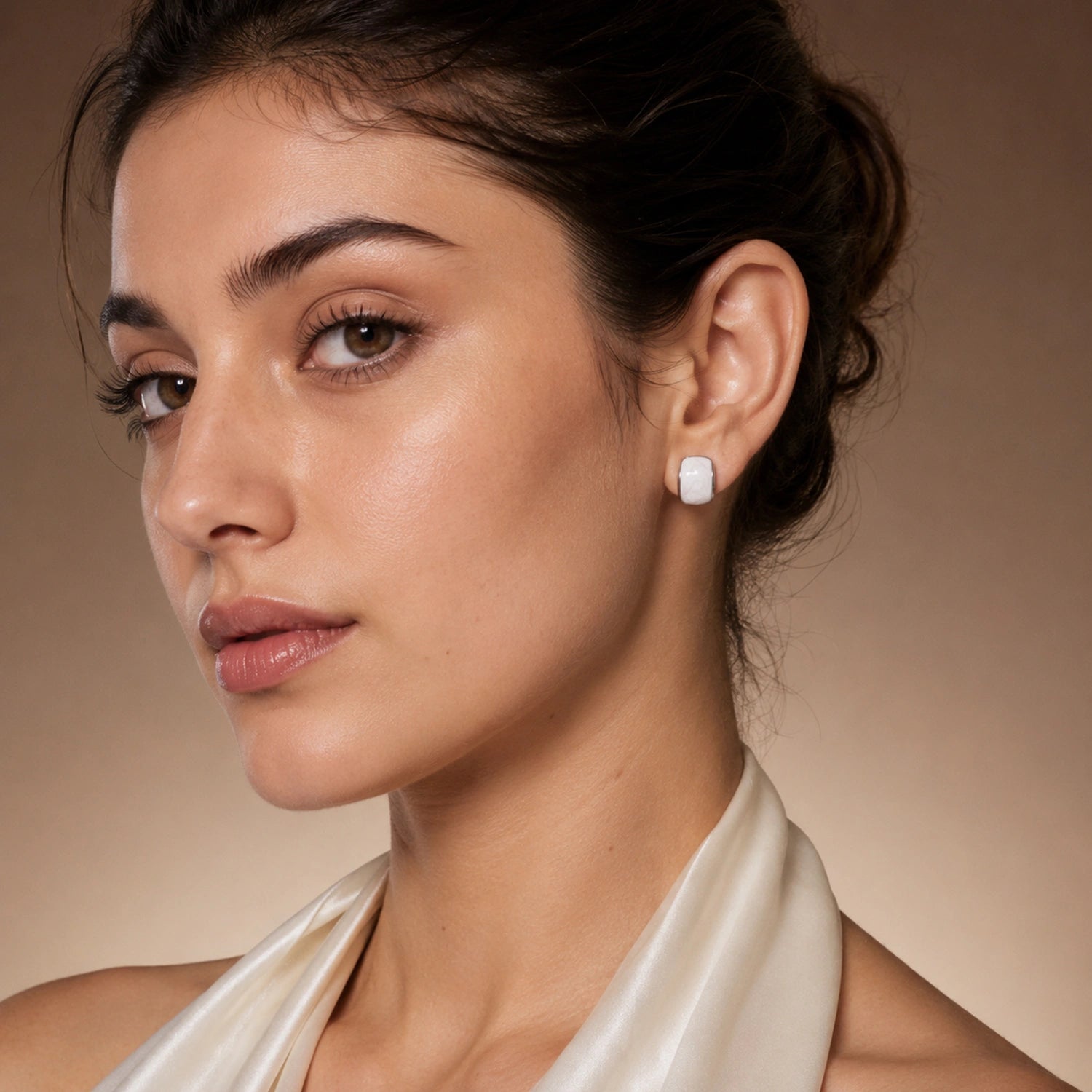Luna Pearl Square Stud Earrings image 1