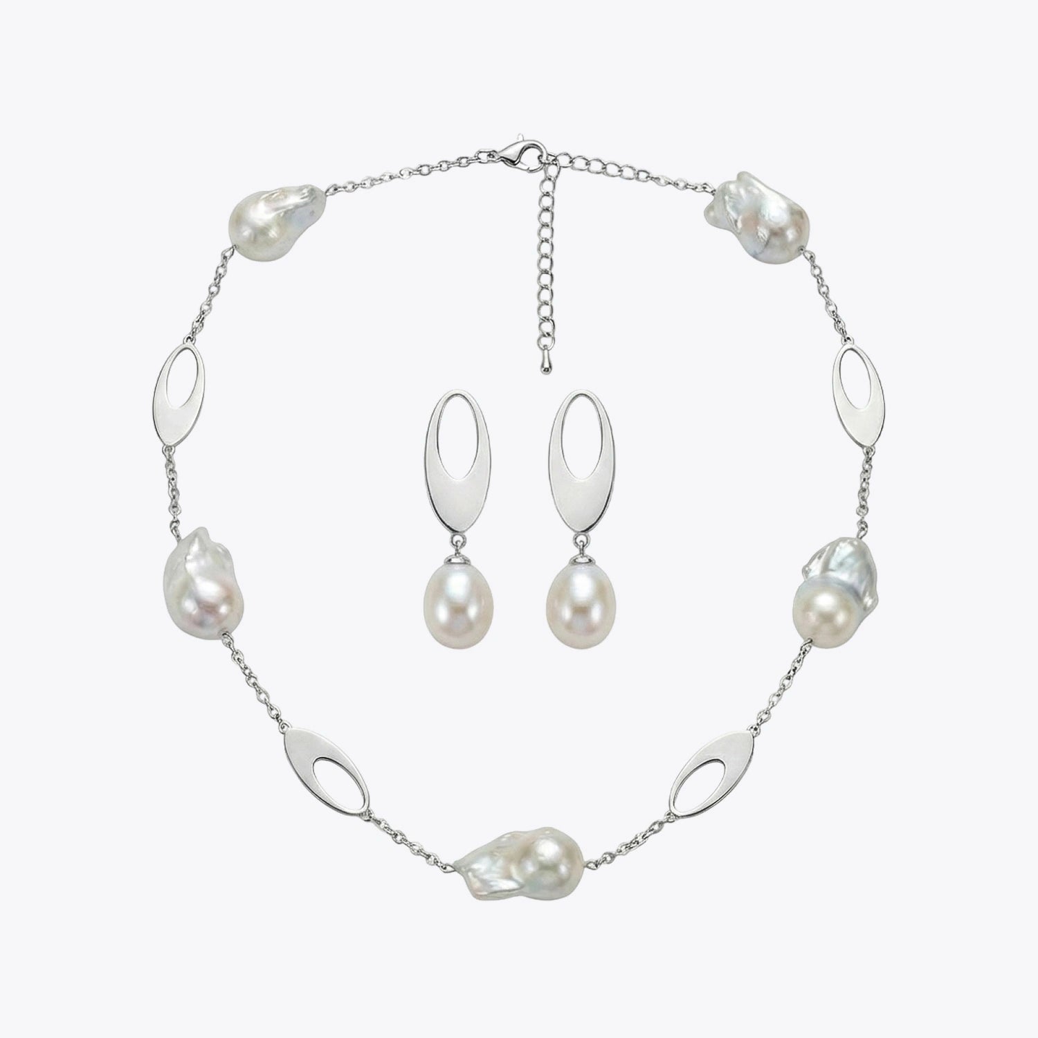 Ethereal Baroque Pearl &amp; Silver Set image 2