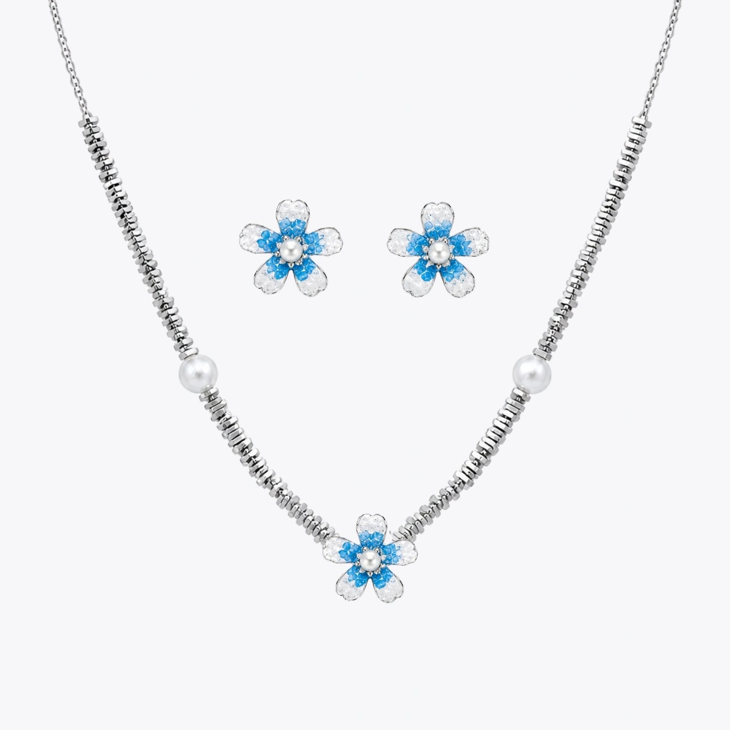 Aqua Bloom Pearl Necklace &amp; Earrings Combo image 2