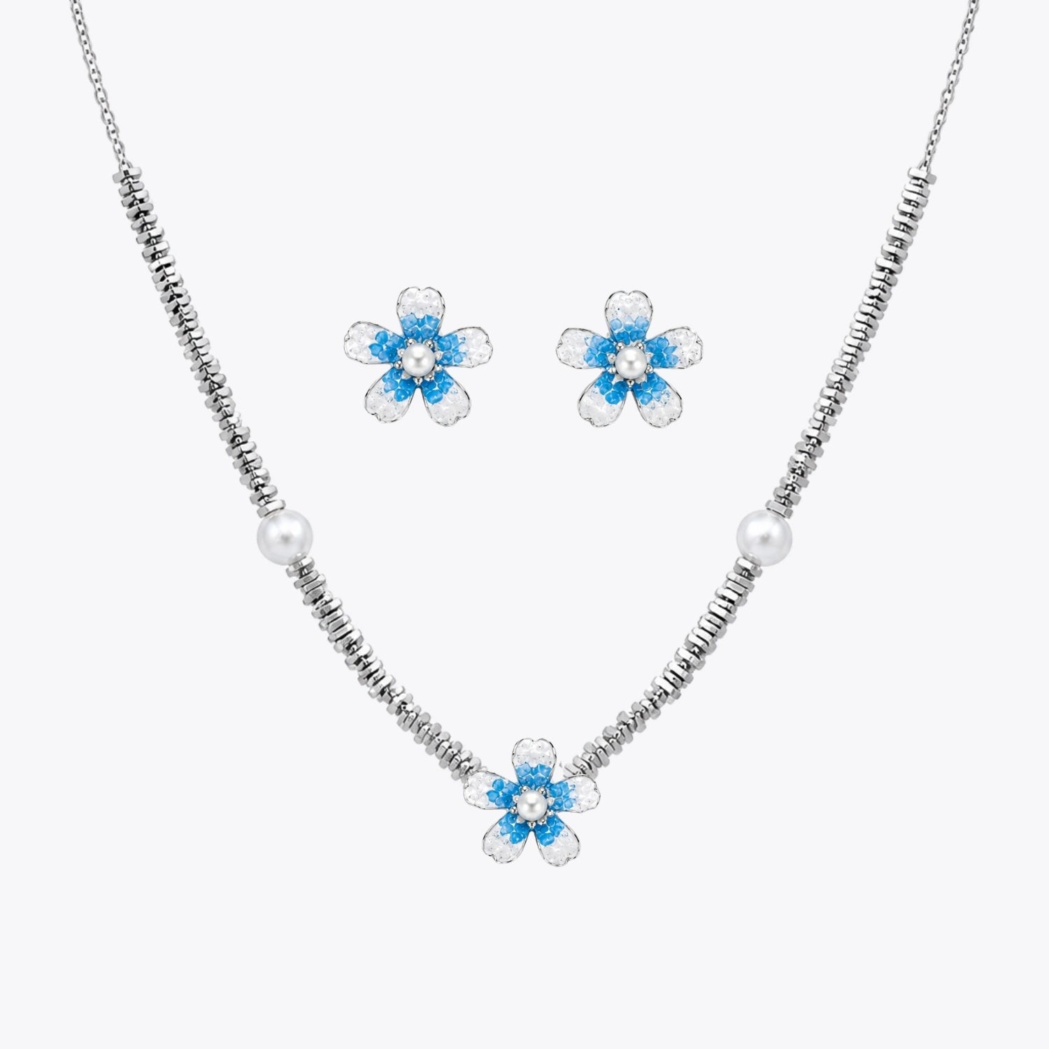 Aqua Bloom Pearl Necklace &amp; Earrings Combo image 2