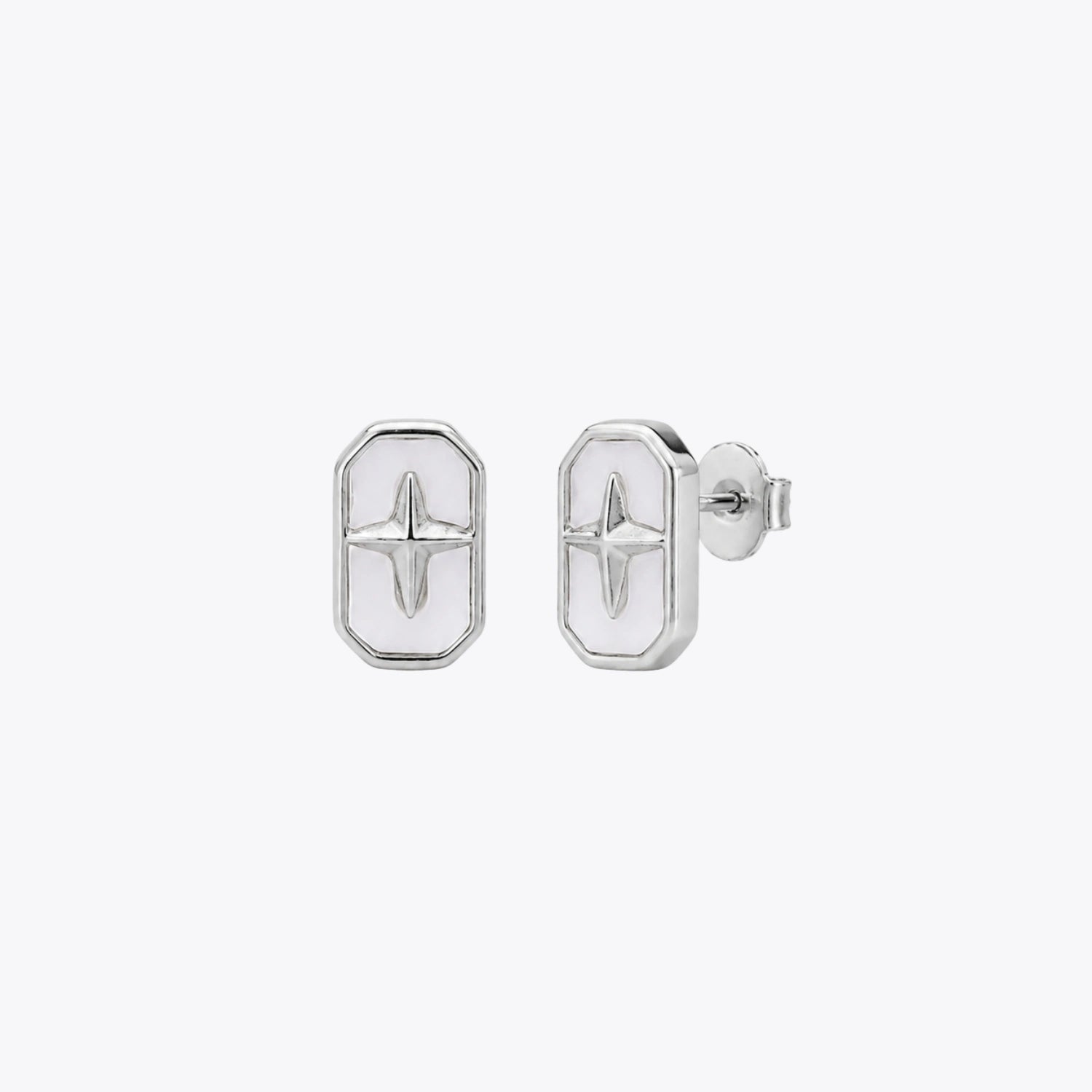 Luna Compass Silver Stud Earrings image 2