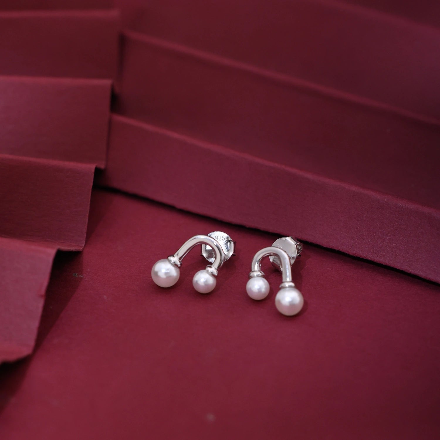 Pearl Arc Stud Earrings image 0