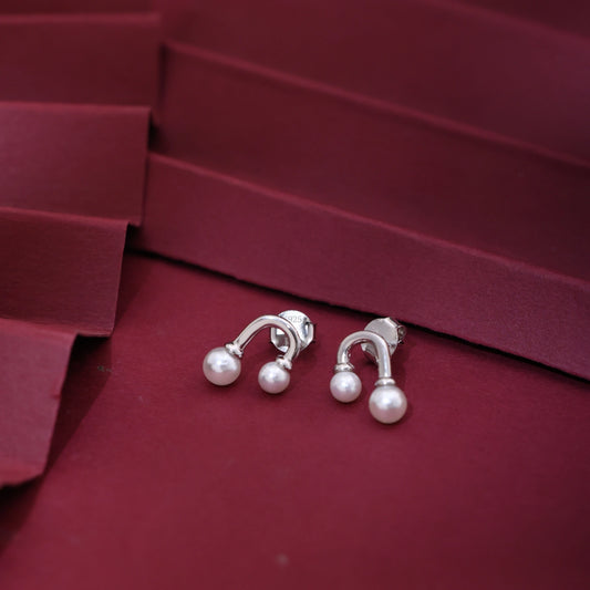 Pearl Arc Stud Earrings image 0