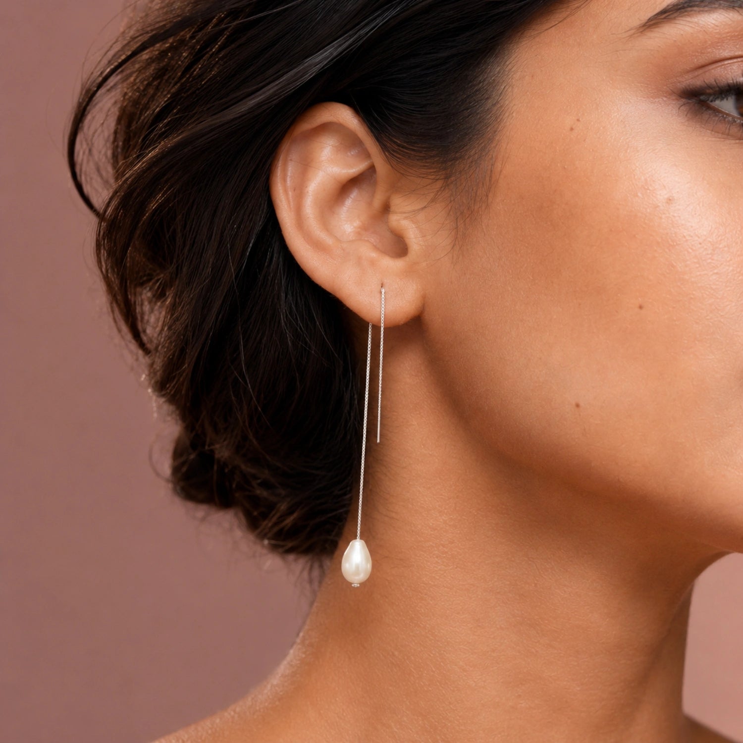 Pearl Chain Threader Earrings image 2