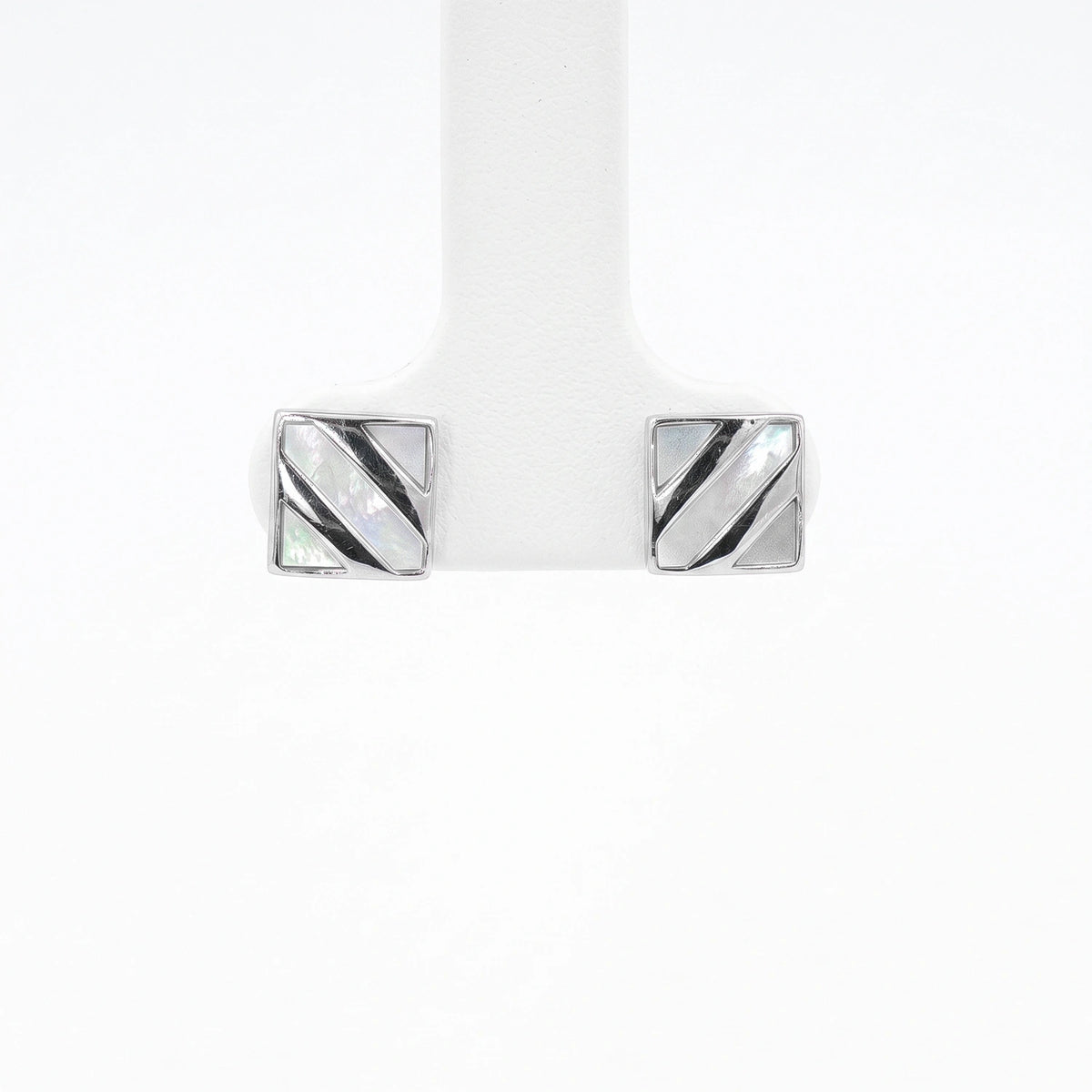 Geometric Silver Square Stud Earrings