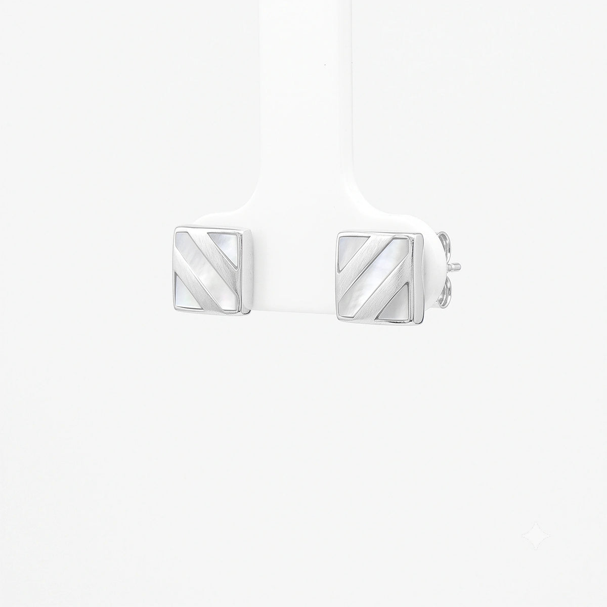 Geometric Silver Square Stud Earrings