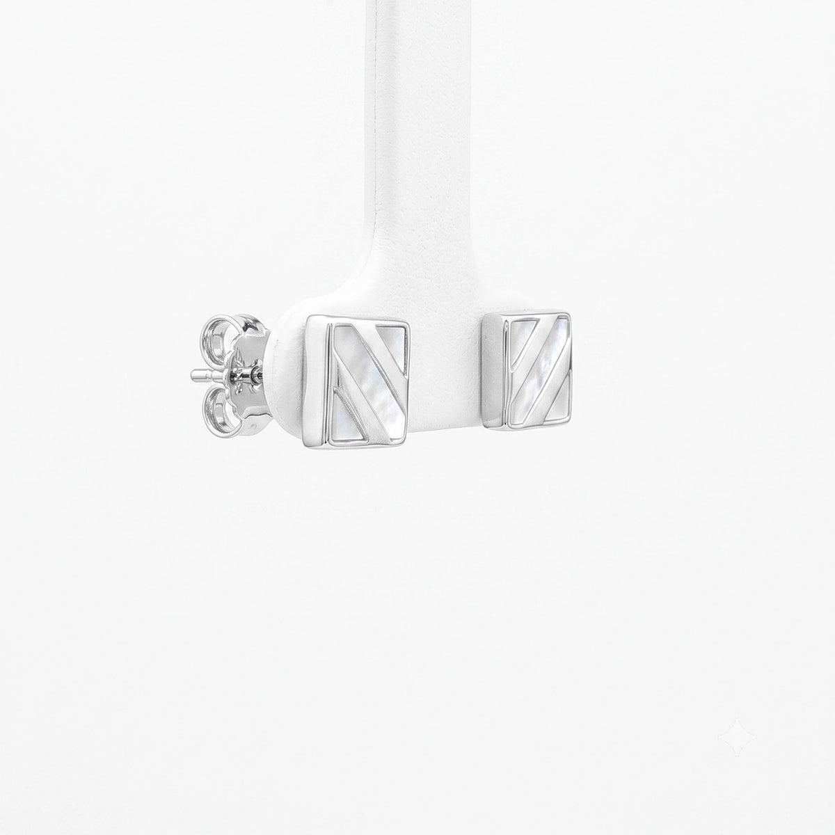 Geometric Silver Square Stud Earrings