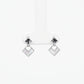 Geometric Square Silver Drop Earrings