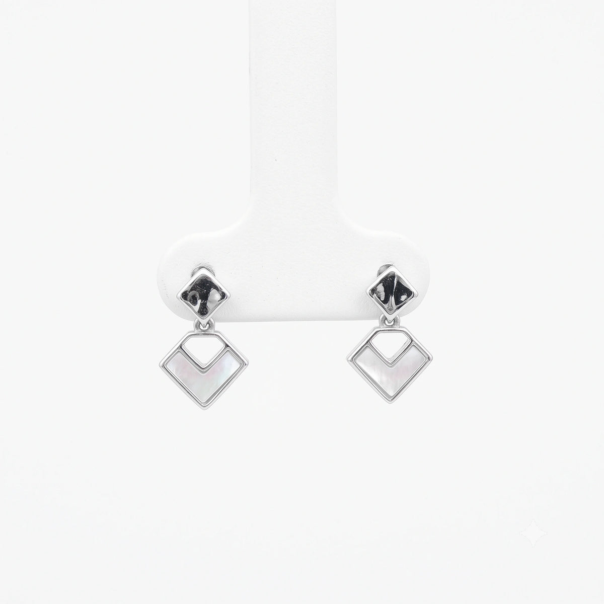 Geometric Square Silver Drop Earrings