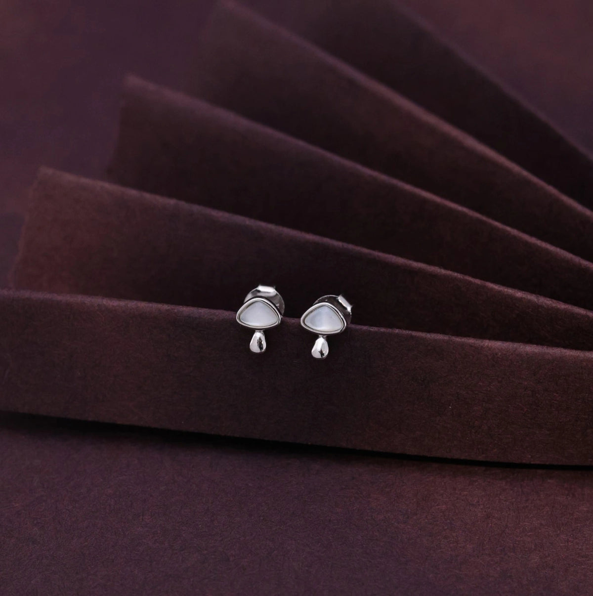 Pearl Teardrop Silver Stud Earrings