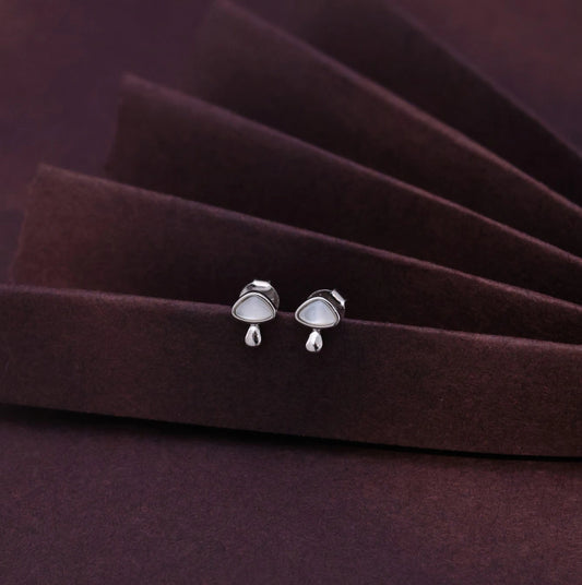 Pearl Teardrop Silver Stud Earrings