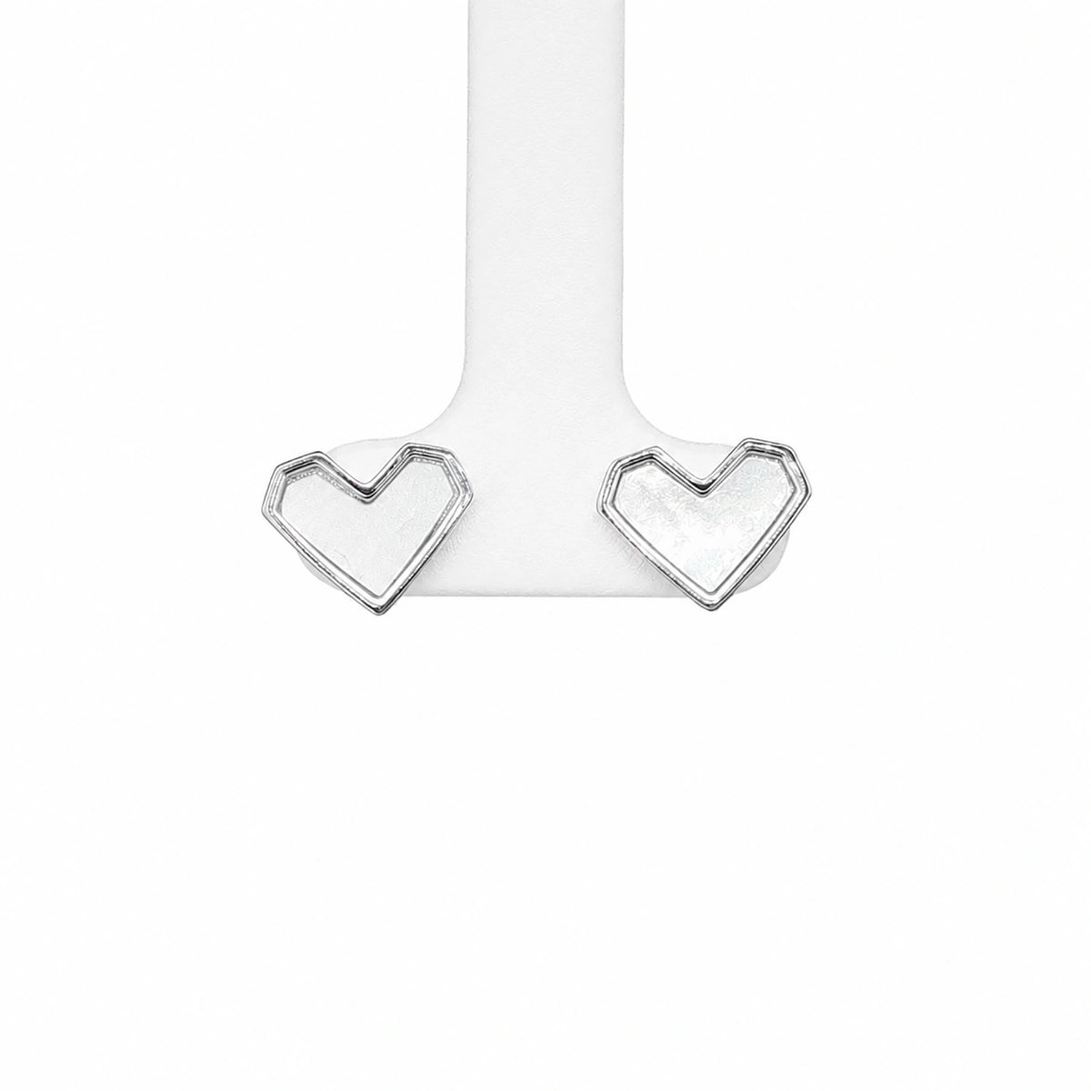 Minimal Heart Silver Stud Earrings