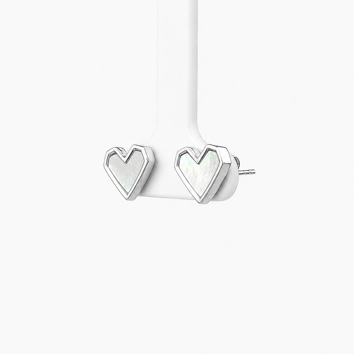 Minimal Heart Silver Stud Earrings