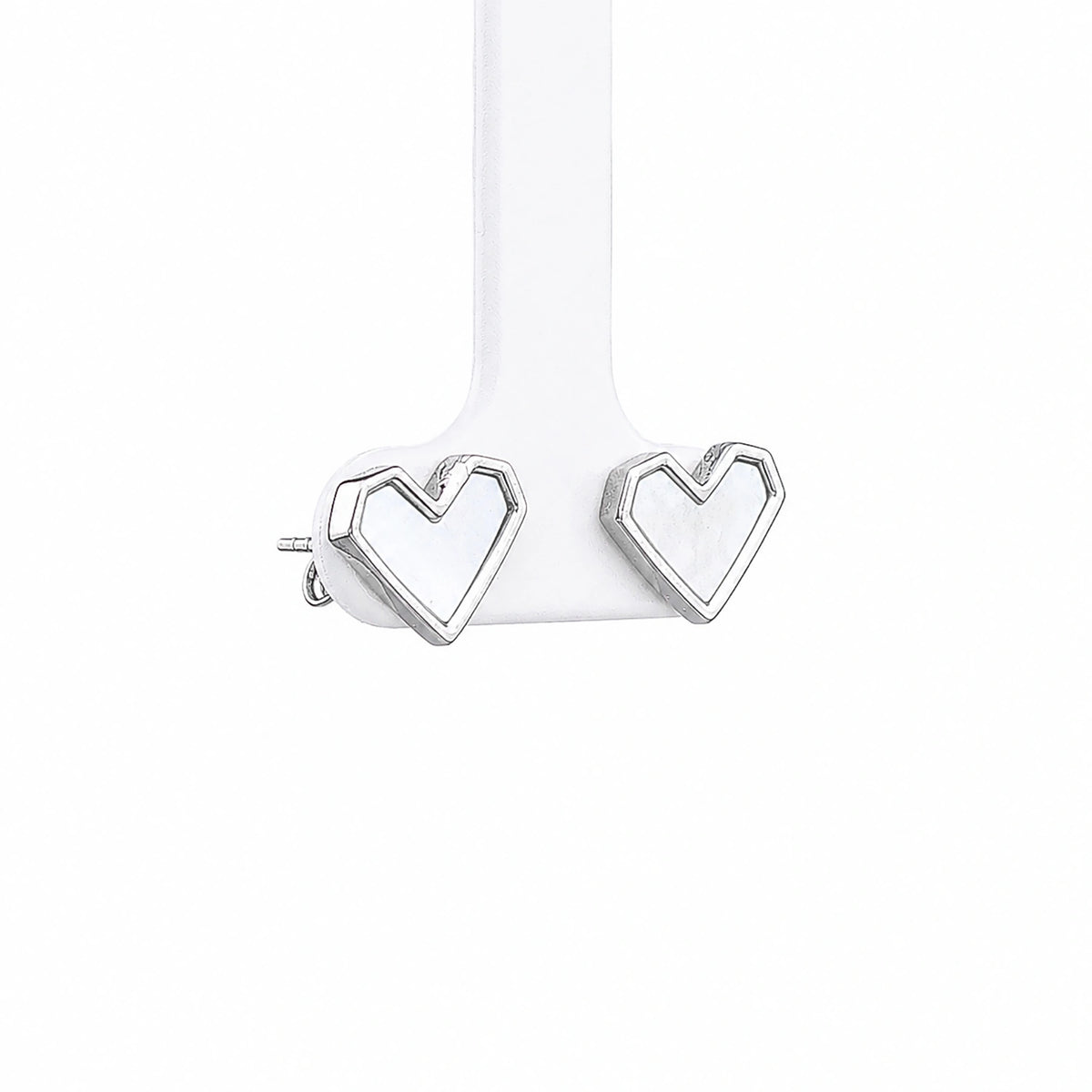 Minimal Heart Silver Stud Earrings