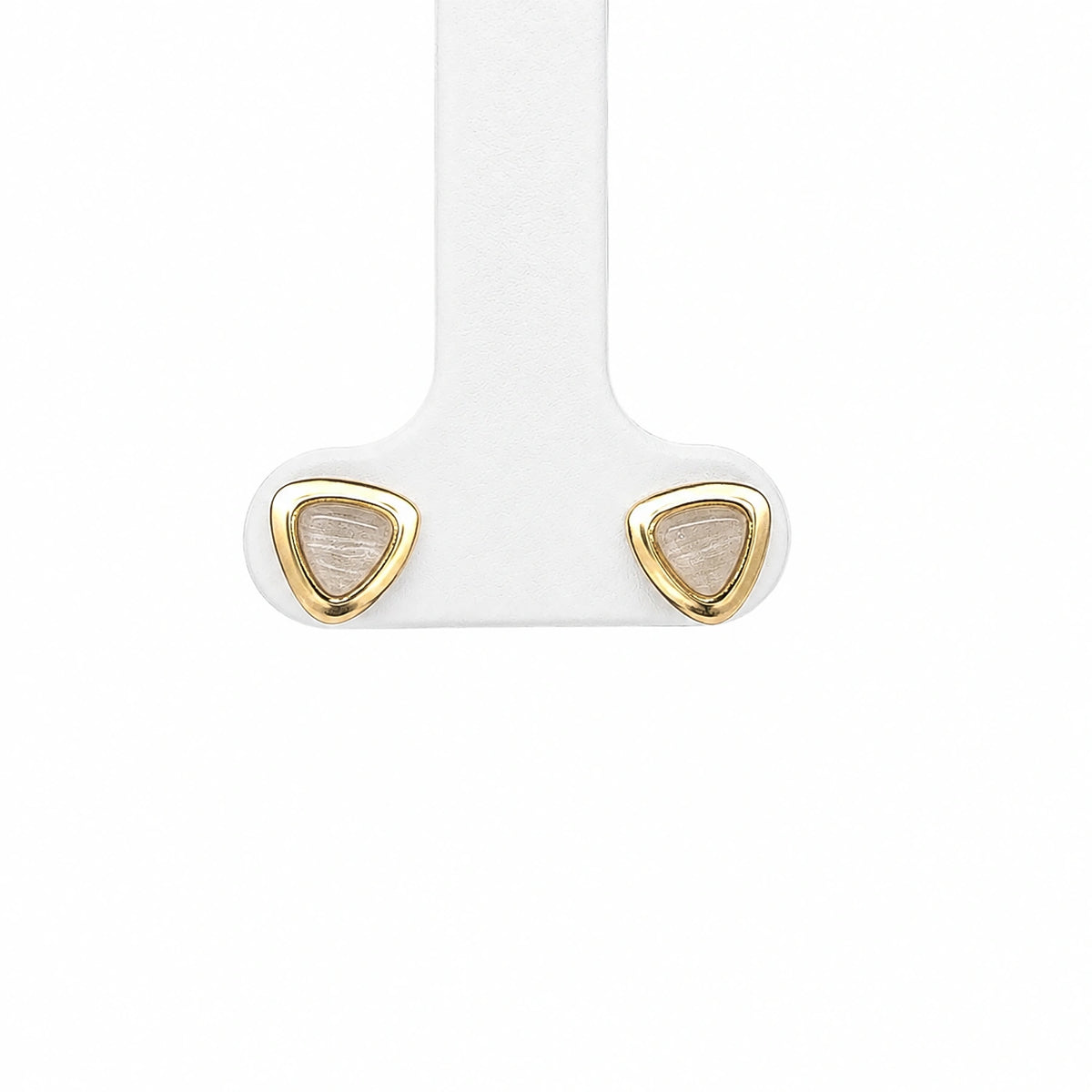 Golden Triangle Pearl Stud Earrings
