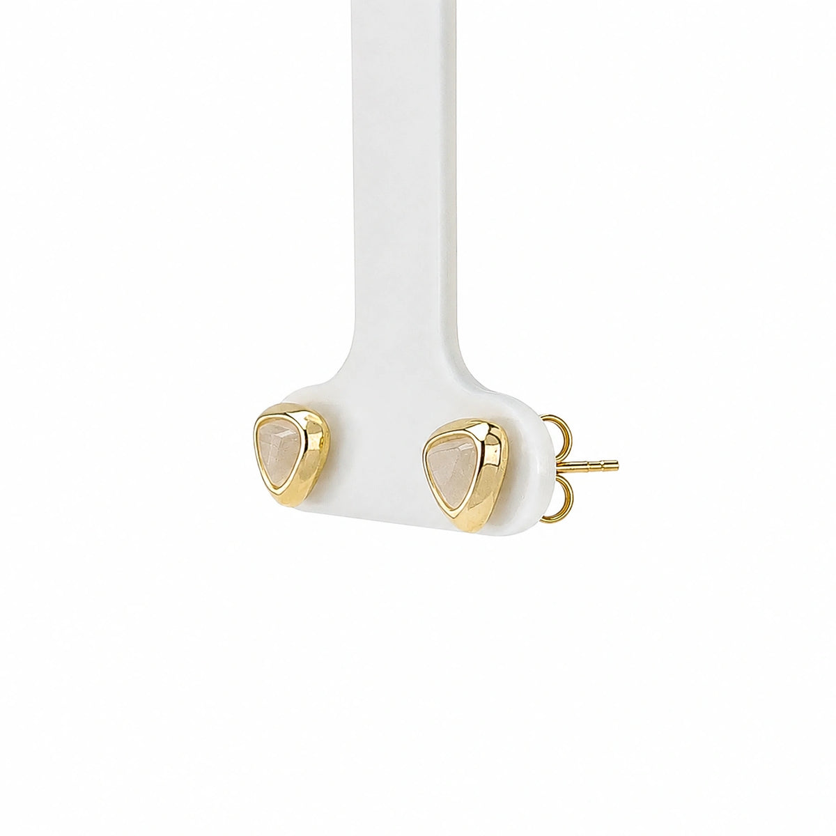 Golden Triangle Pearl Stud Earrings