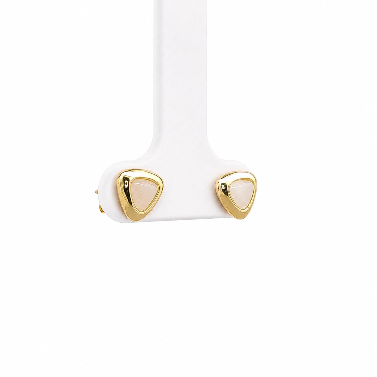 Golden Triangle Pearl Stud Earrings