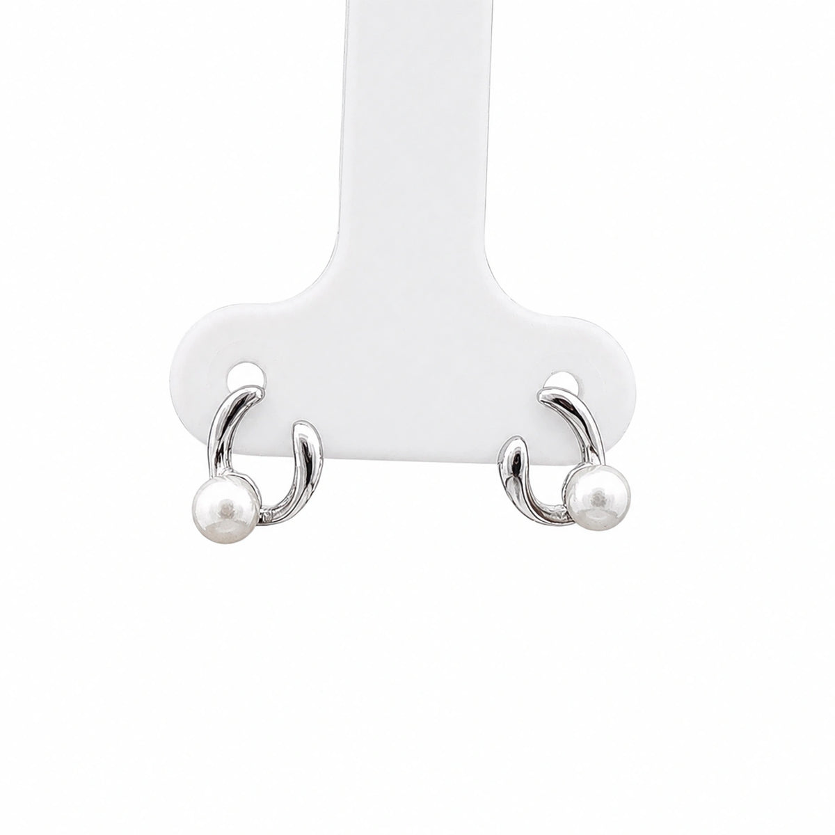 Pearl Curve Hoop Stud Earrings