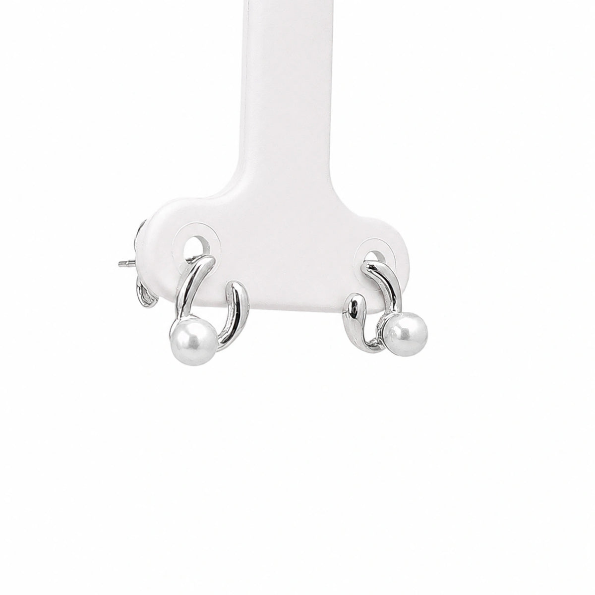Pearl Curve Hoop Stud Earrings