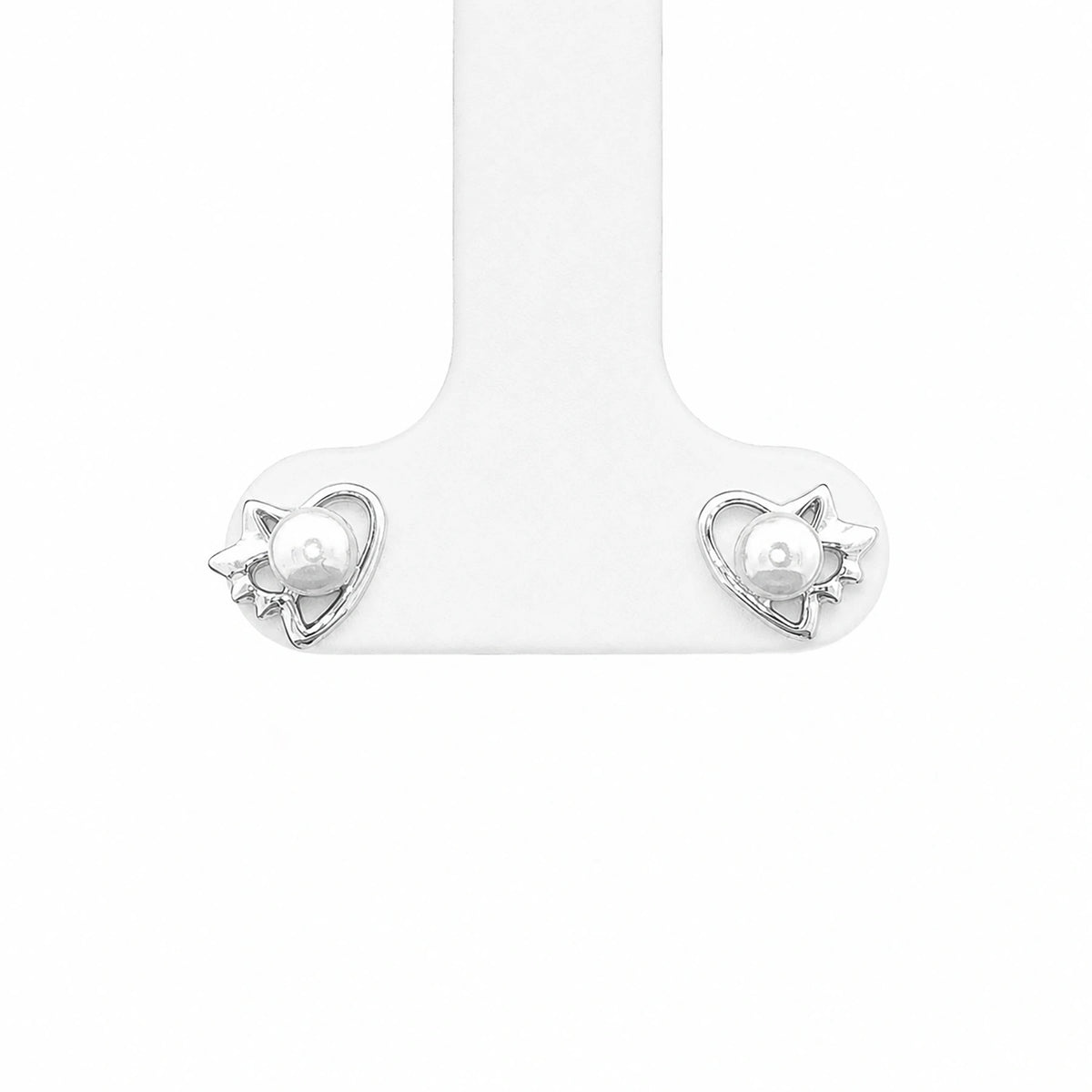 Pearl Heart Leaf Stud Earrings