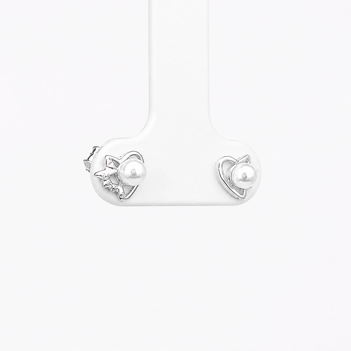 Pearl Heart Leaf Stud Earrings