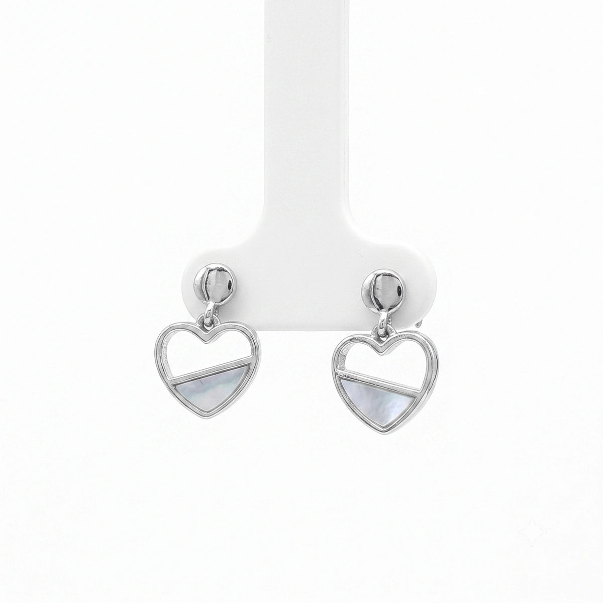 Heart Pearl Silver Drop Earrings