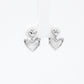 Silver Double Heart Drop Earrings