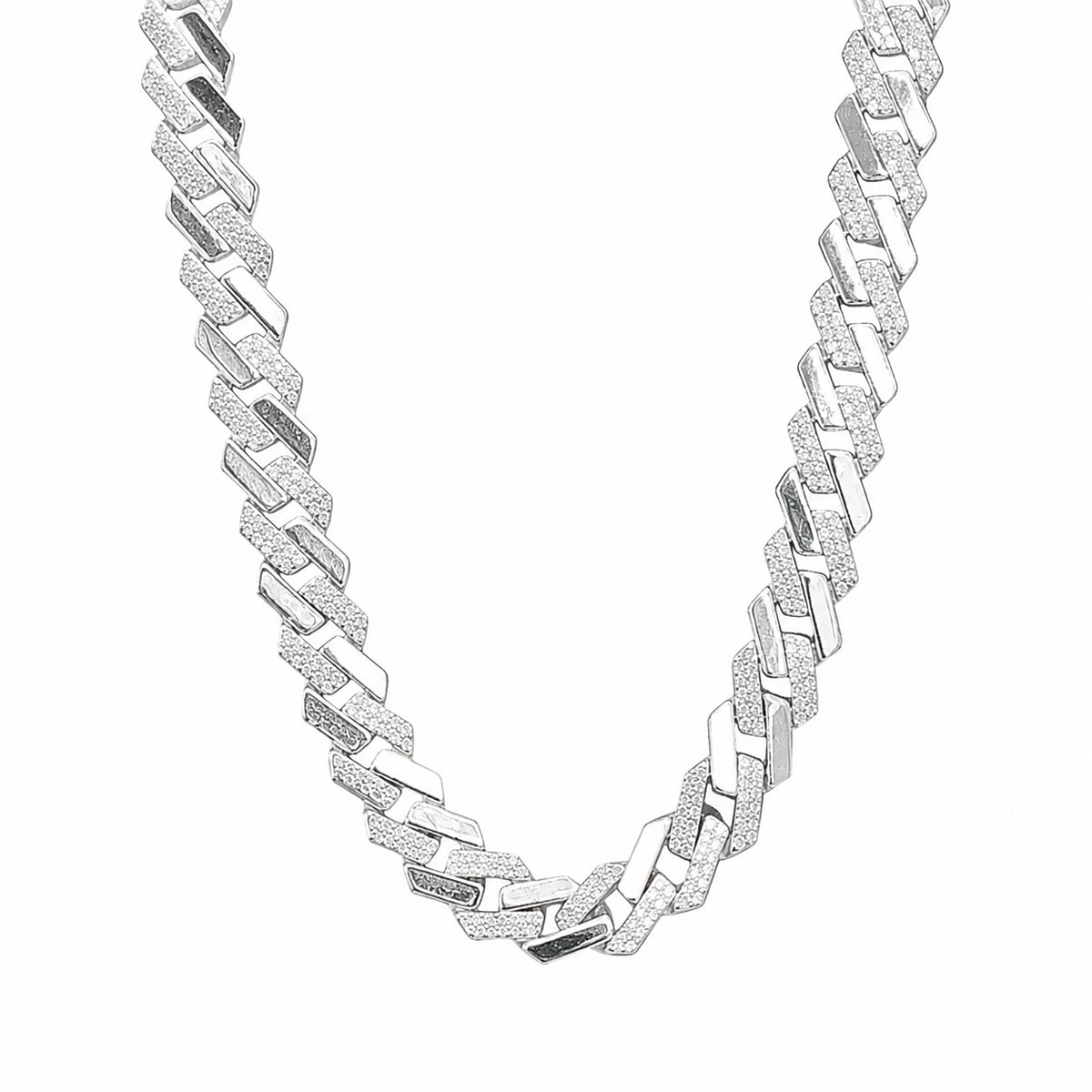 Alencia Luxe Iced Cuban Silver Chain