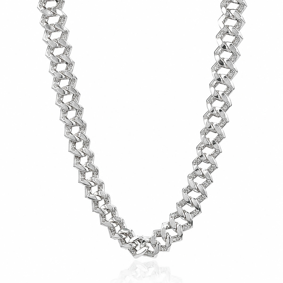 Alencia Luxe Iced Cuban Silver Chain