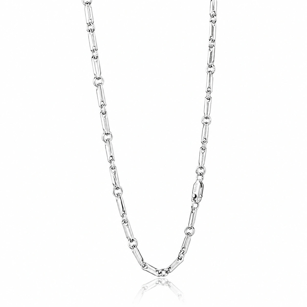 Alencia Modern Bar Link Silver Chain