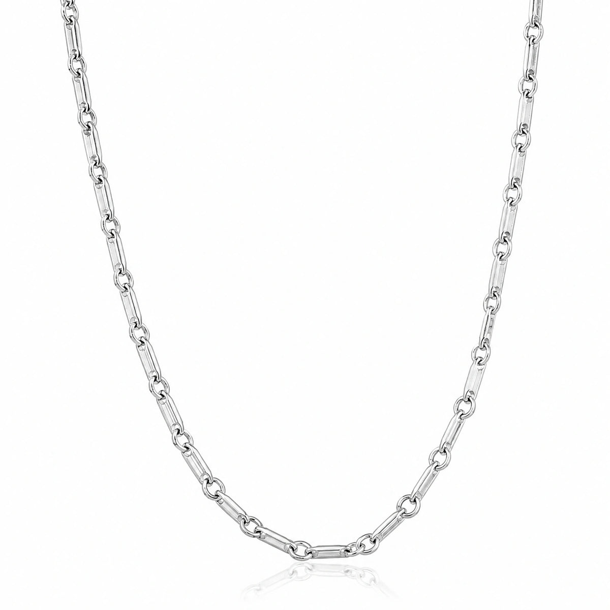 Alencia Modern Bar Link Silver Chain
