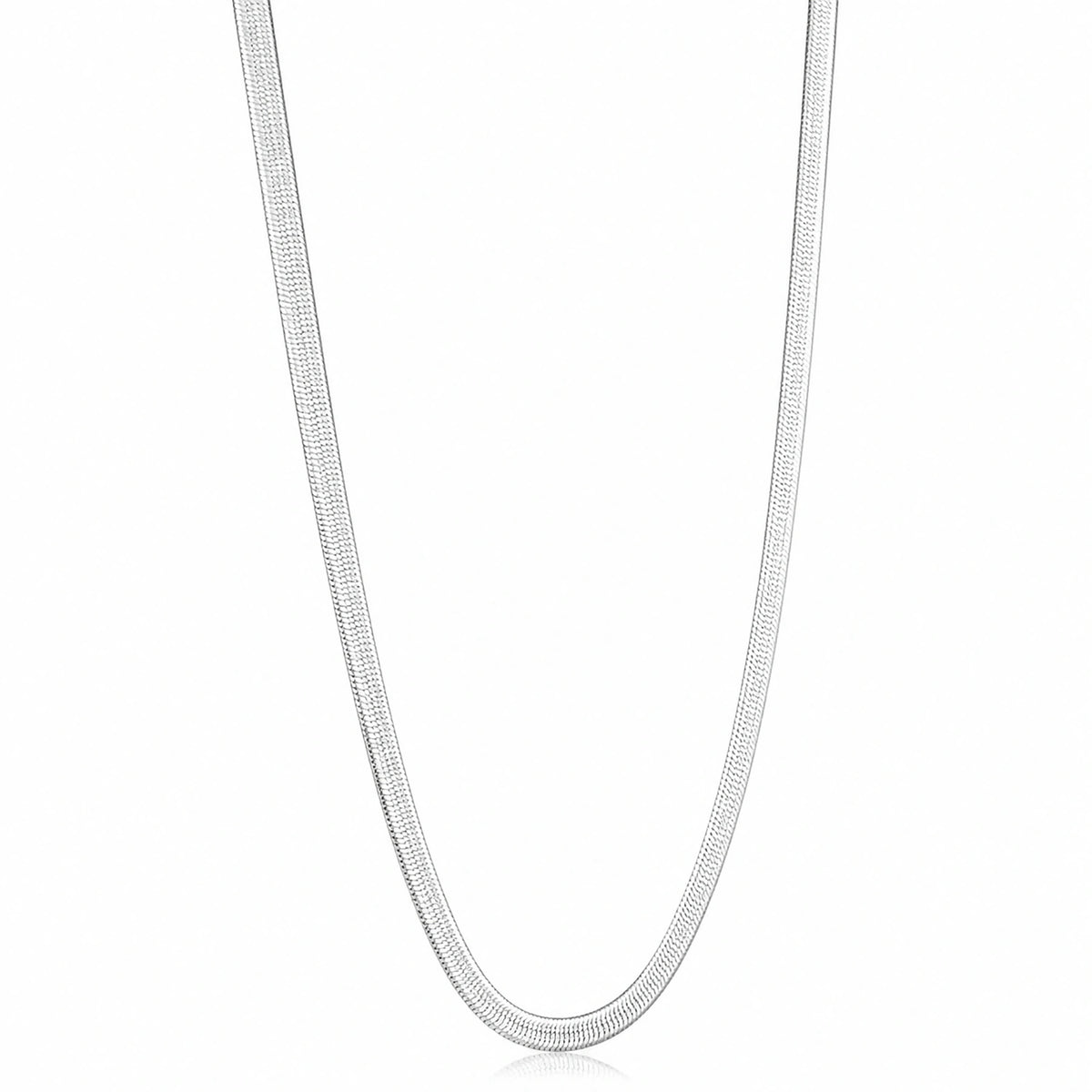 The Alencia Sleek Herringbone Silver Chain