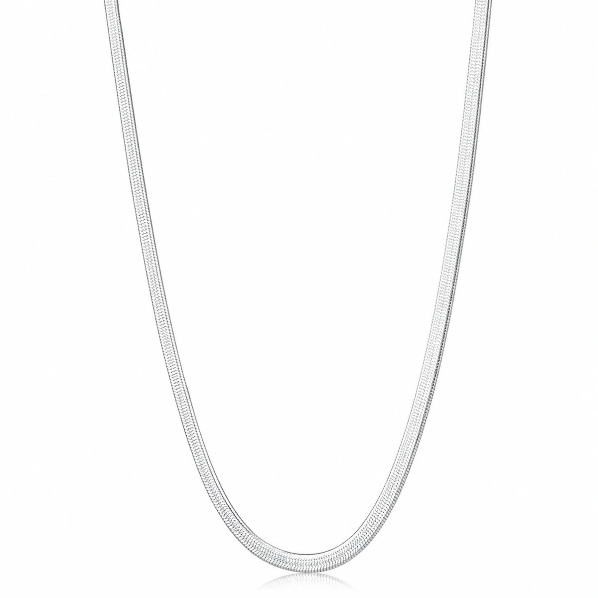 The Alencia Sleek Herringbone Silver Chain