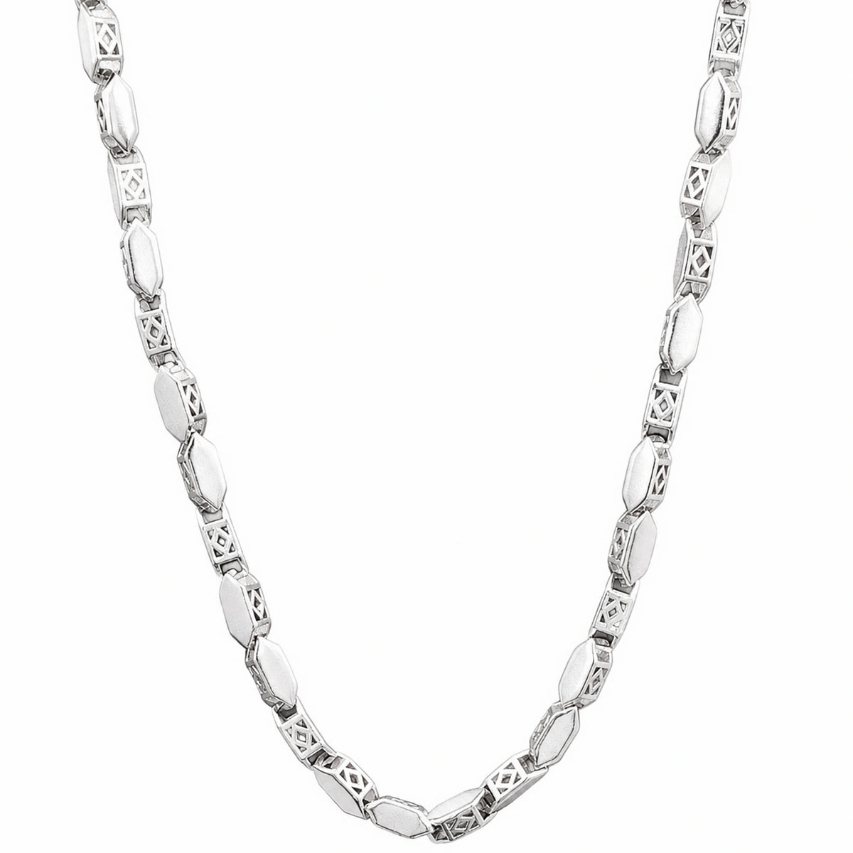 Alencia Royale Geometric Link 925 Sterling Silver Chain Necklace
