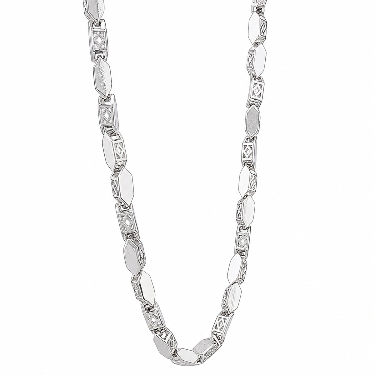 Alencia Royale Geometric Link 925 Sterling Silver Chain Necklace