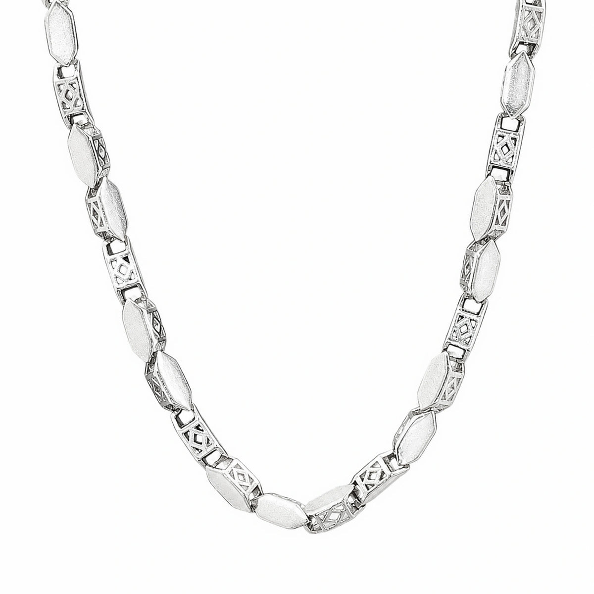 Alencia Royale Geometric Link 925 Sterling Silver Chain Necklace