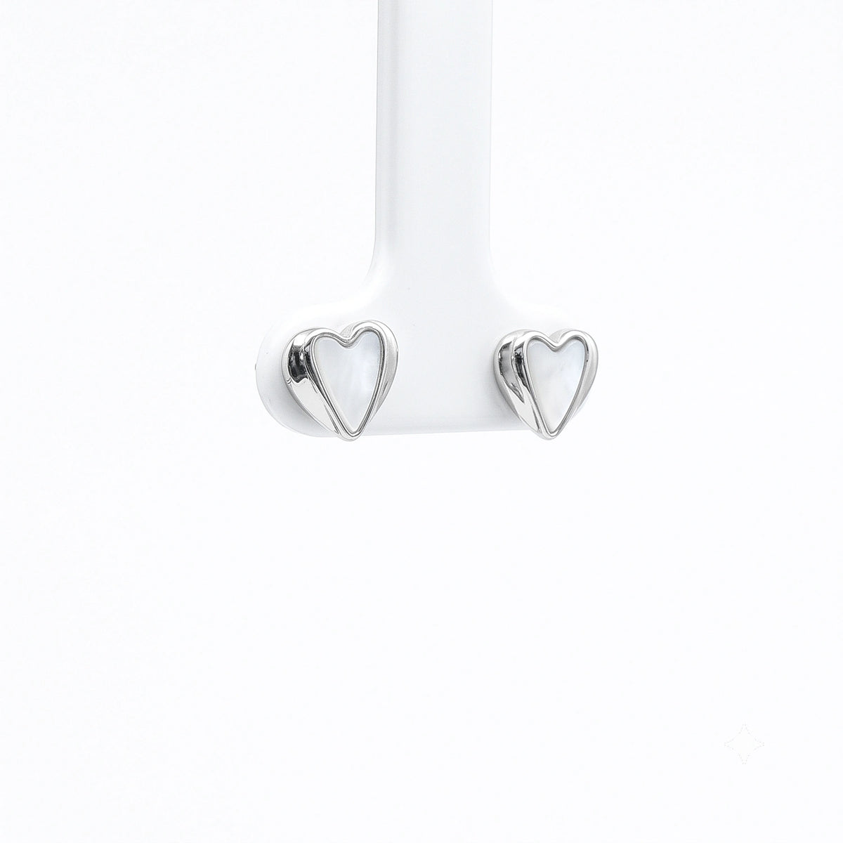 Silver Heart Mother-of-Pearl Stud Earrings