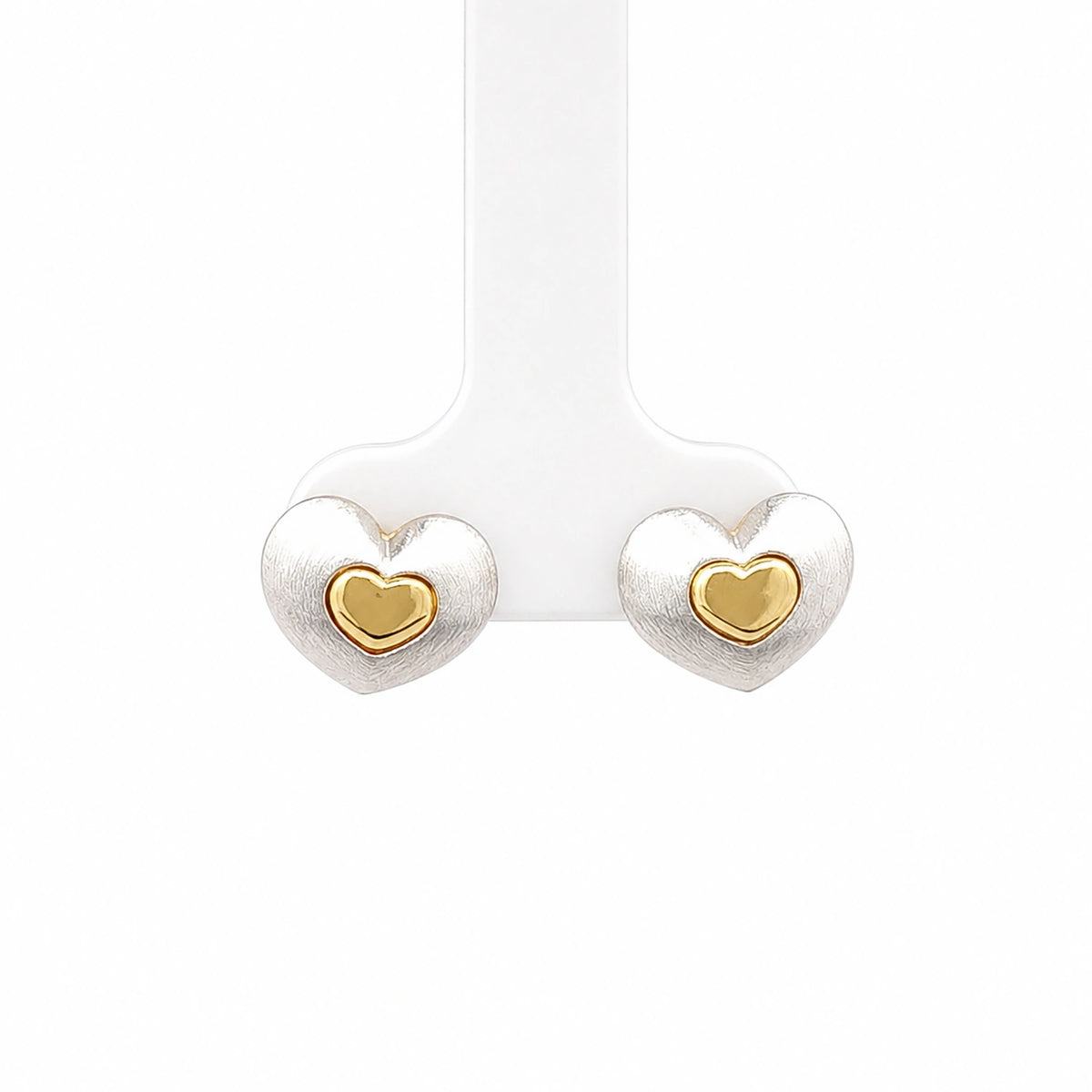 Two-Tone Heart Stud Earrings