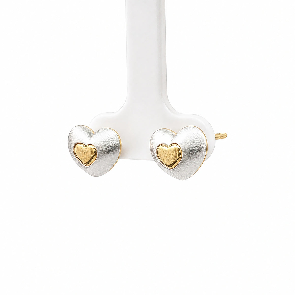 Two-Tone Heart Stud Earrings