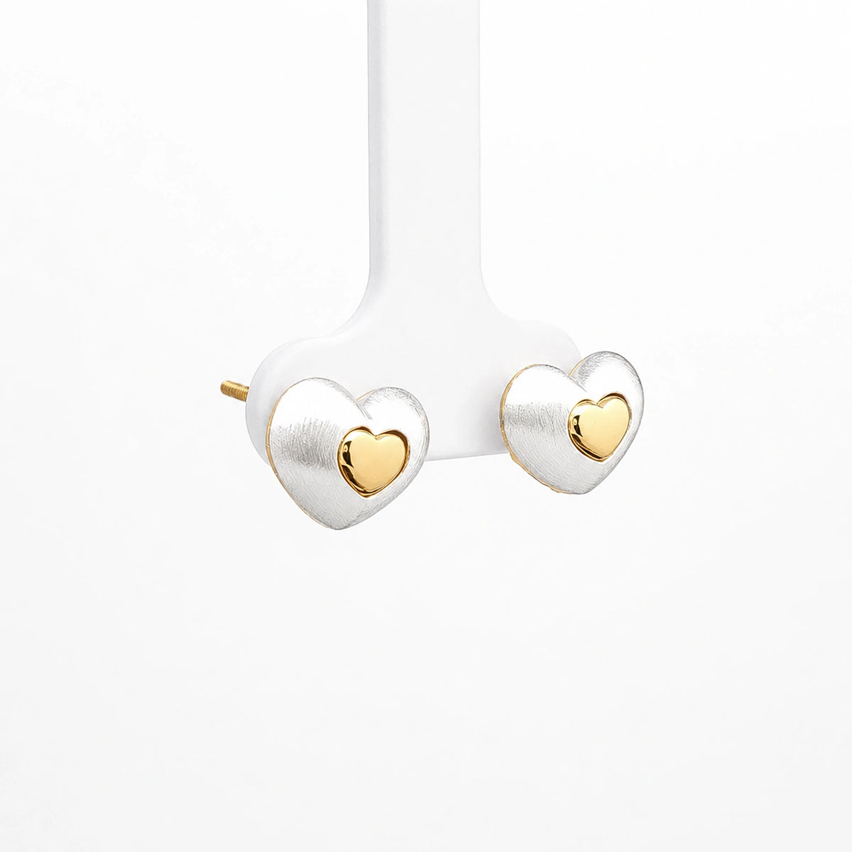 Two-Tone Heart Stud Earrings