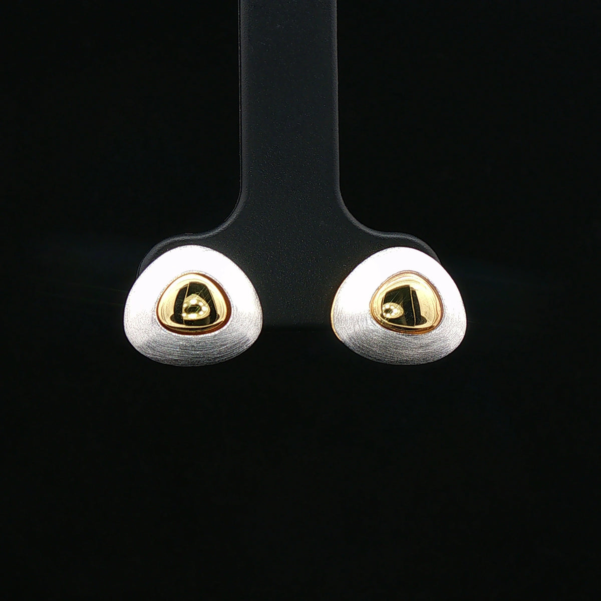 Dual-Tone Pebble Stud Earrings