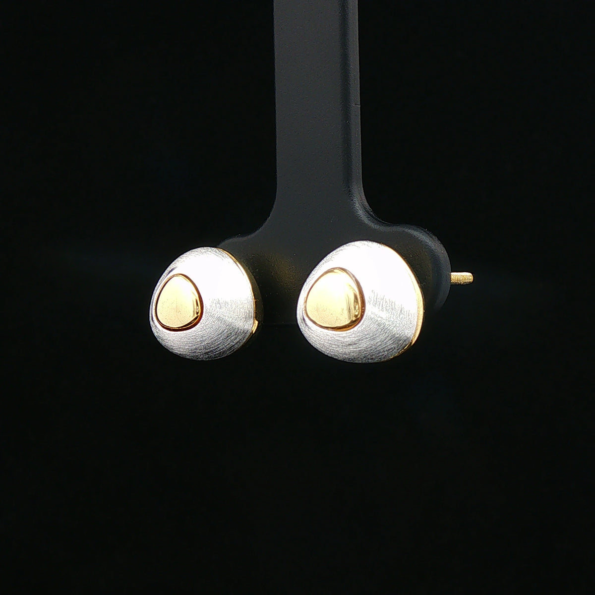 Dual-Tone Pebble Stud Earrings