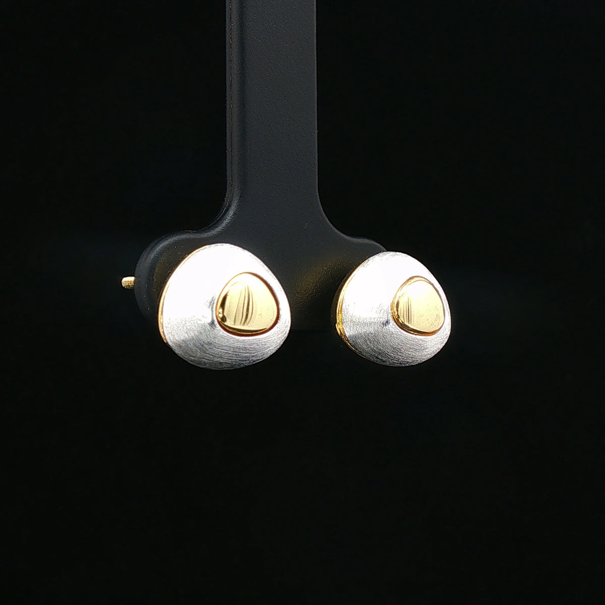 Dual-Tone Pebble Stud Earrings