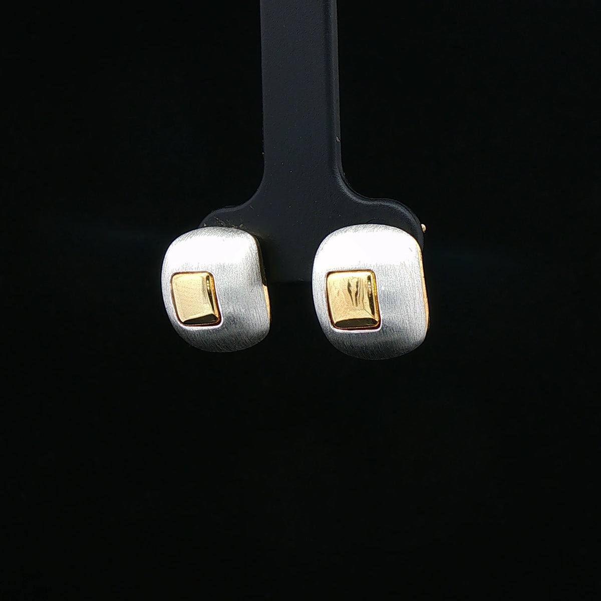 Dual-Tone Square Stud Earrings