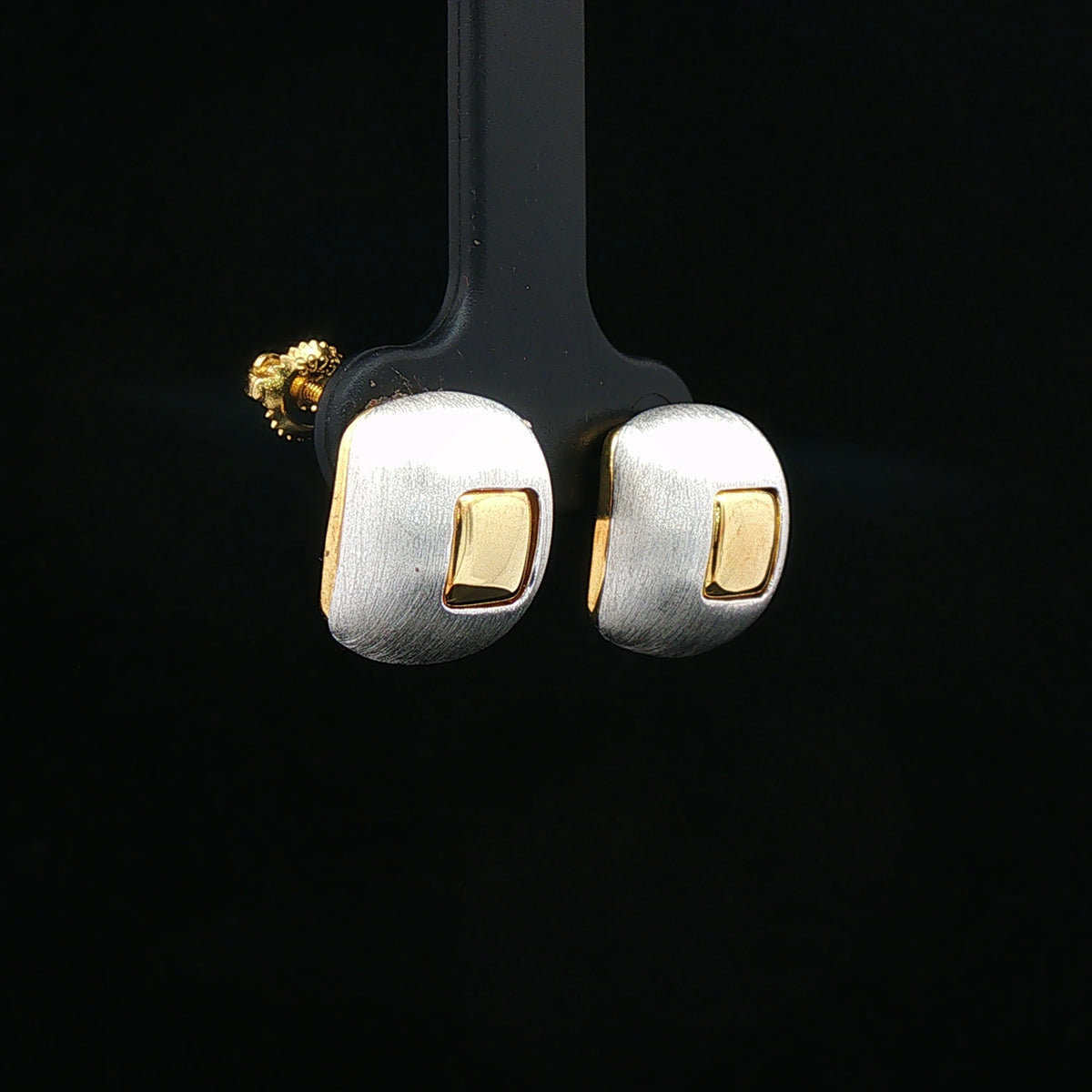 Dual-Tone Square Stud Earrings