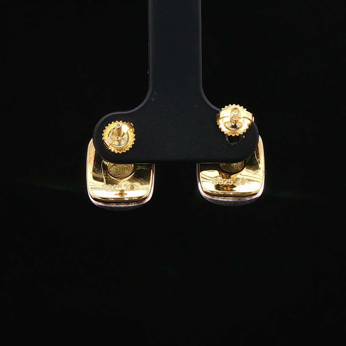 Dual-Tone Square Stud Earrings