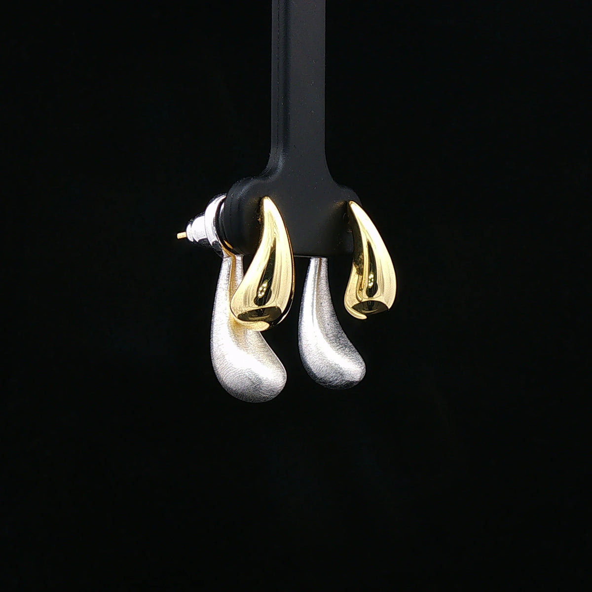 Two-Tone Teardrop Drop Earrings