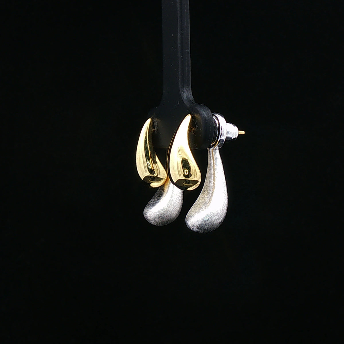Two-Tone Teardrop Drop Earrings