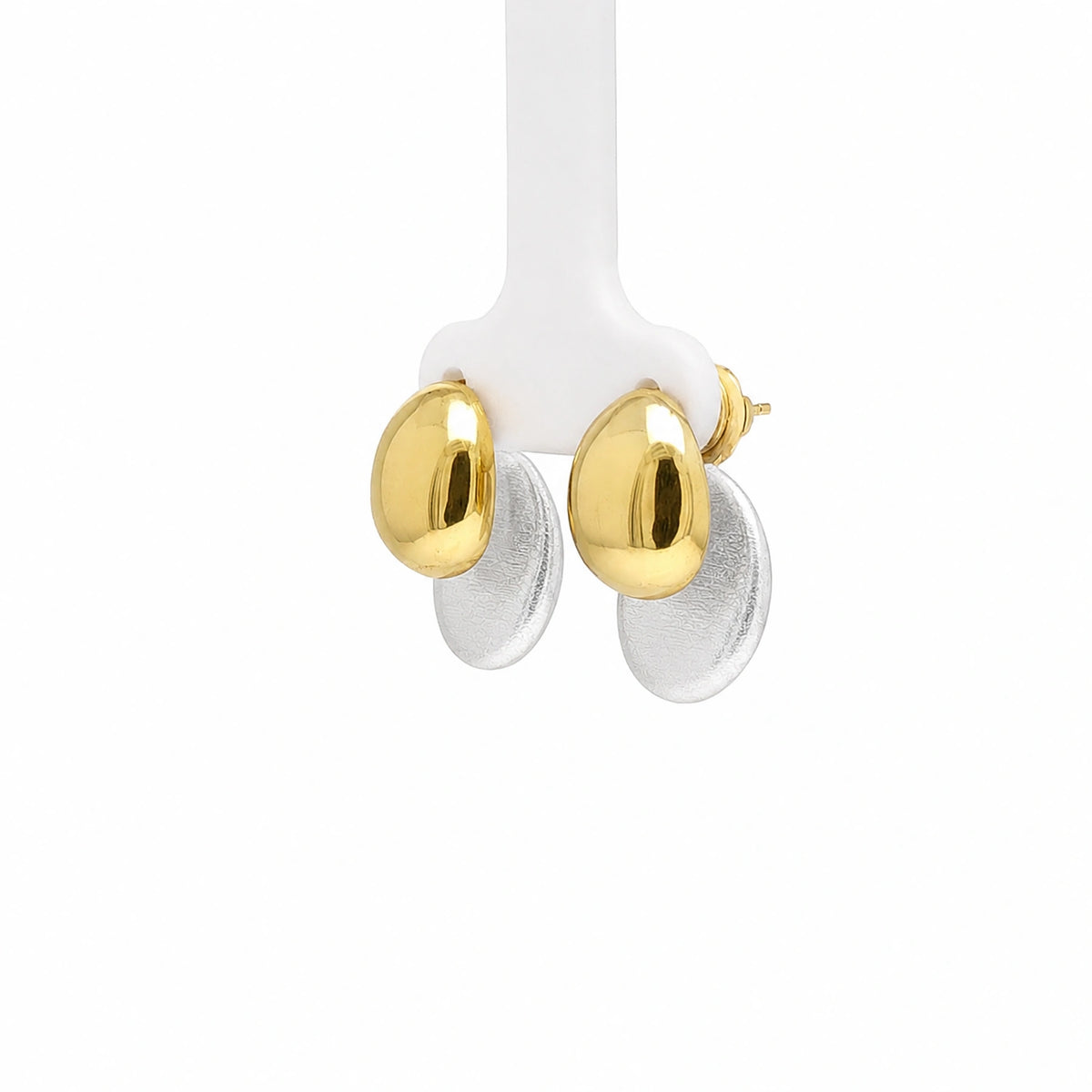 Two-Tone Oval Stud Earrings